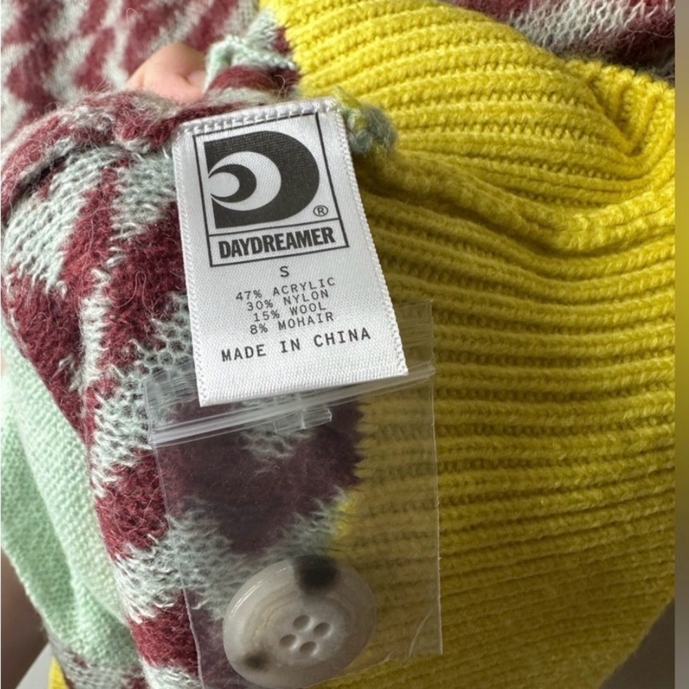 DAYDREAMER Yellow and Brown Zigzag Cardigan Size S - Picture 5 of 5